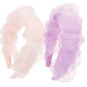 NWT Set of 2 Nordstrom BP Pleated Chiffon Headband Pink Purple Mesh New With Tag